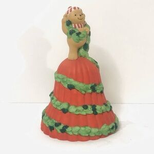 1991 avon porcelain garland of greeting christmas bell 5'' vtg collectible bear